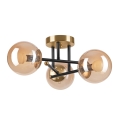 Bevestigde hanglamp MALENA 3xE14/5W/230V goud/zwart/gerookt beige
