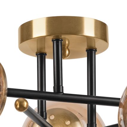 Bevestigde hanglamp MALENA 3xE14/5W/230V goud/zwart/gerookt beige