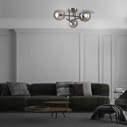 Bevestigde hanglamp MALENA 3xE14/5W/230V zwart/gerookt