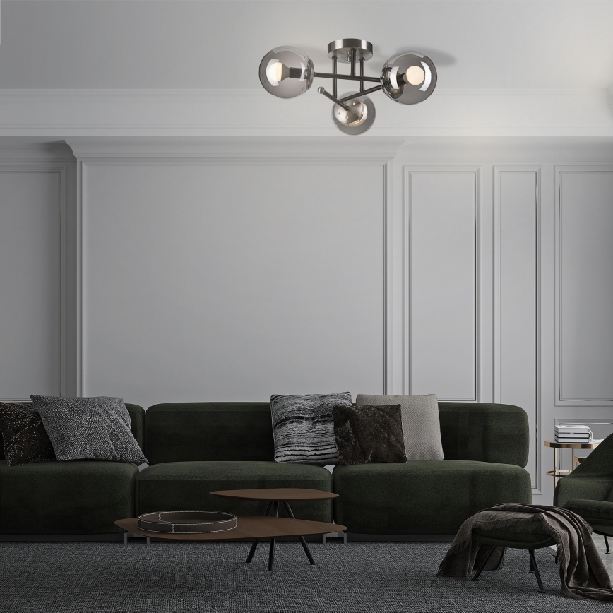 Bevestigde hanglamp MALENA 3xE14/5W/230V zwart/gerookt
