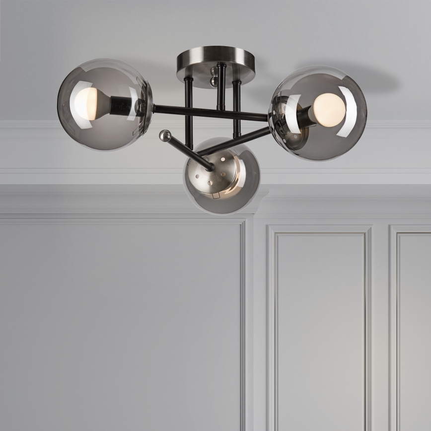 Bevestigde hanglamp MALENA 3xE14/5W/230V zwart/gerookt