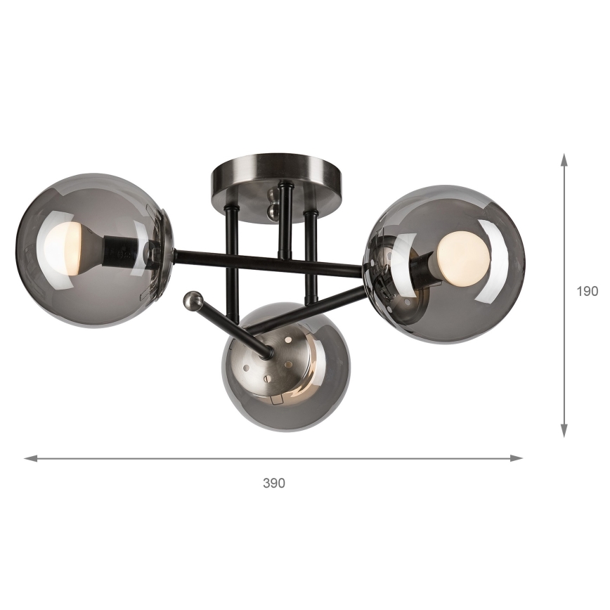 Bevestigde hanglamp MALENA 3xE14/5W/230V zwart/gerookt