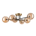 Bevestigde hanglamp MALENA 6xE14/5W/230V goud/zwart/gerookt beige