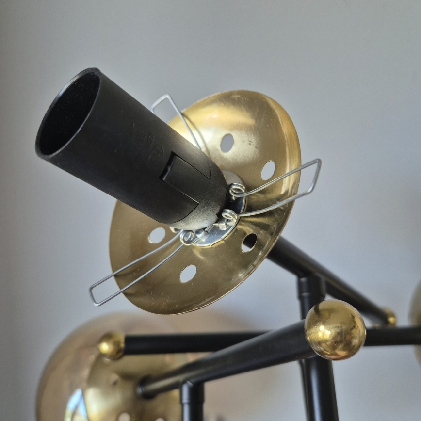 Bevestigde hanglamp MALENA 6xE14/5W/230V goud/zwart/gerookt beige