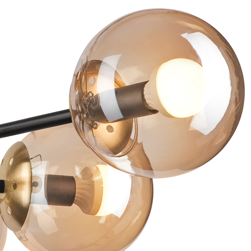 Bevestigde hanglamp MALENA 6xE14/5W/230V goud/zwart/gerookt beige