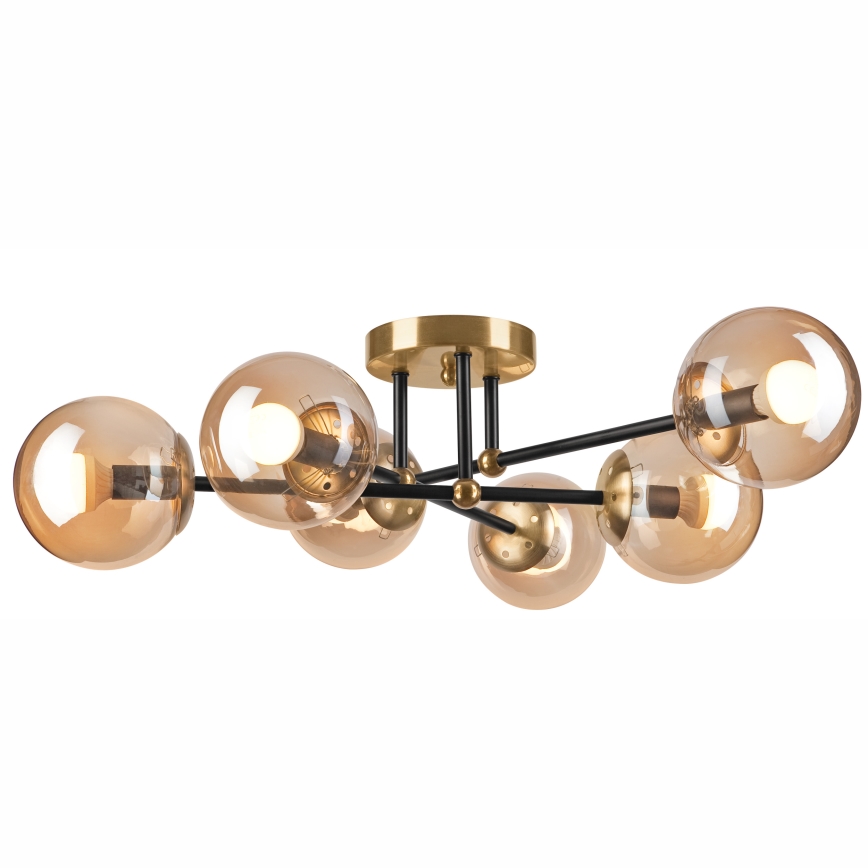 Bevestigde hanglamp MALENA 6xE14/5W/230V goud/zwart/gerookt beige