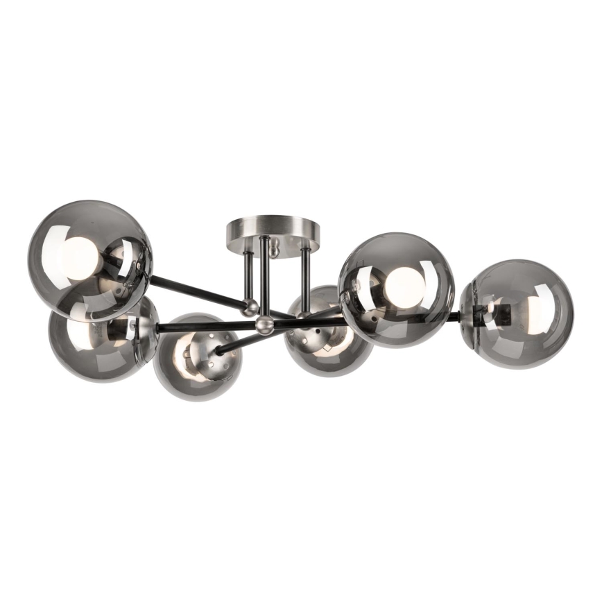 Bevestigde hanglamp MALENA 6xE14/5W/230V mat chroom/gerookt