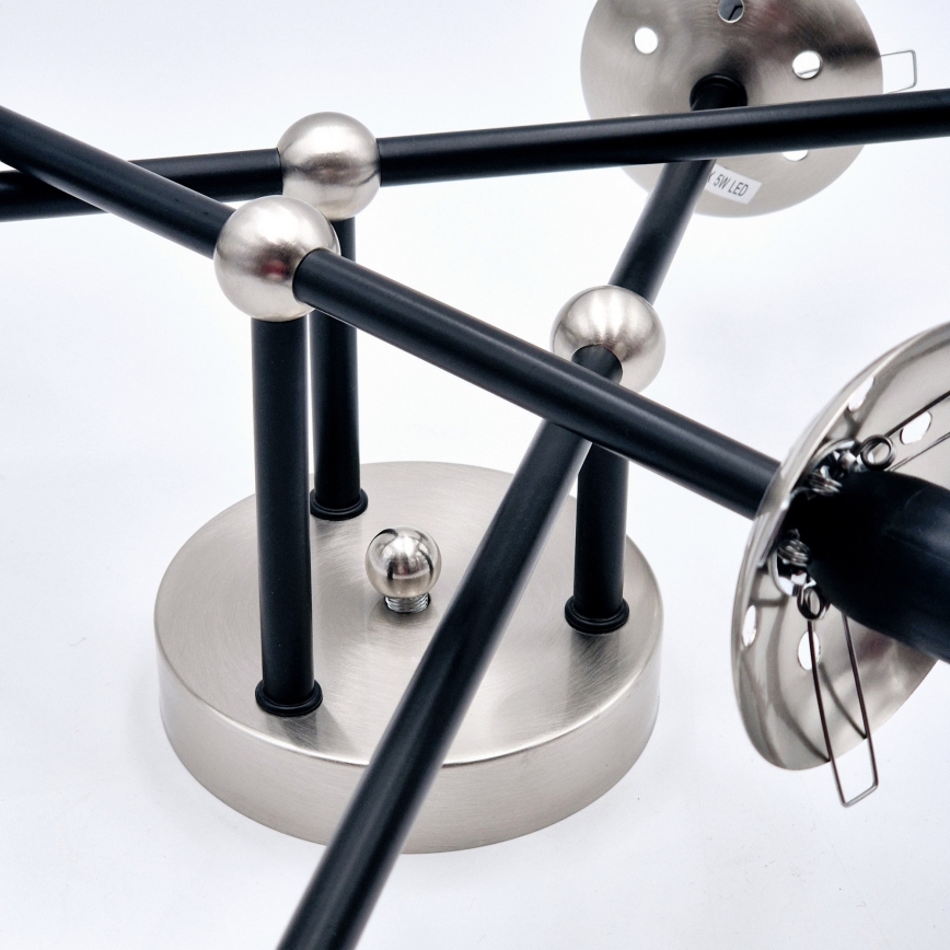 Bevestigde hanglamp MALENA 6xE14/5W/230V mat chroom/gerookt
