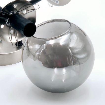 Bevestigde hanglamp MALENA 6xE14/5W/230V mat chroom/gerookt