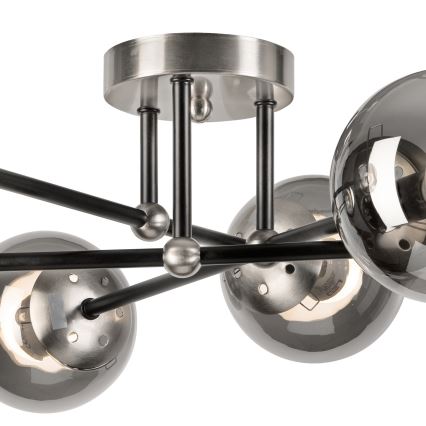 Bevestigde hanglamp MALENA 6xE14/5W/230V mat chroom/gerookt