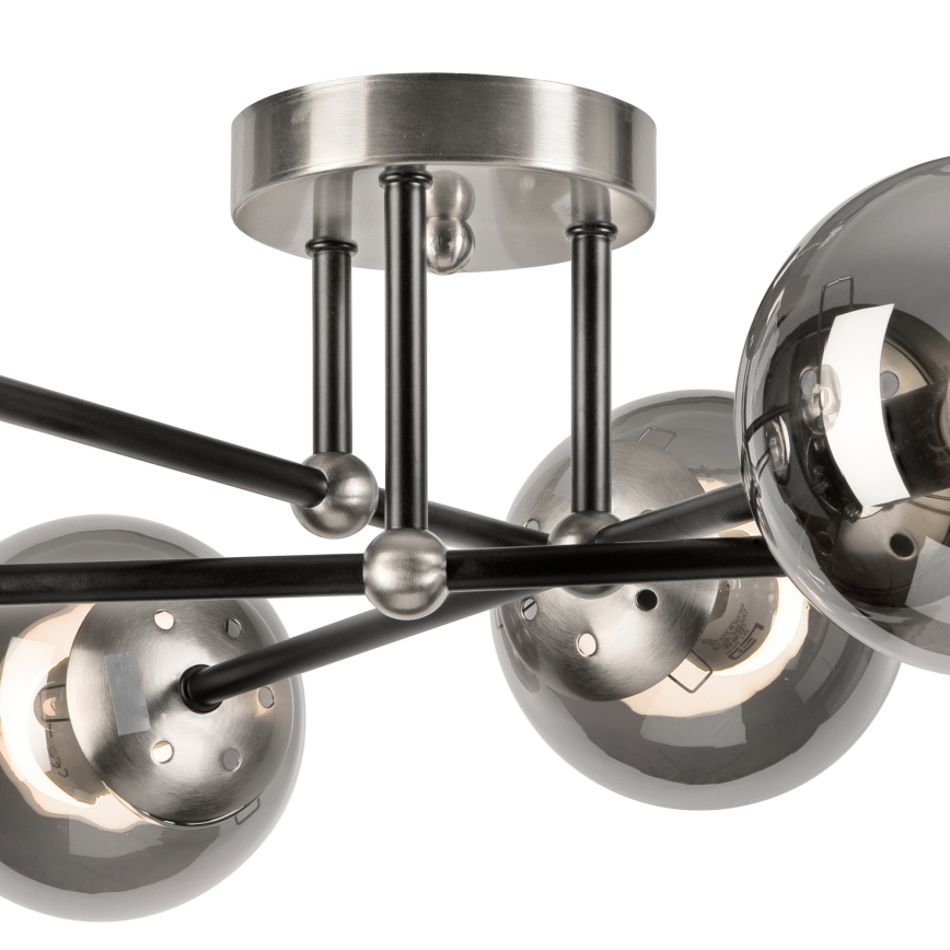 Bevestigde hanglamp MALENA 6xE14/5W/230V mat chroom/gerookt
