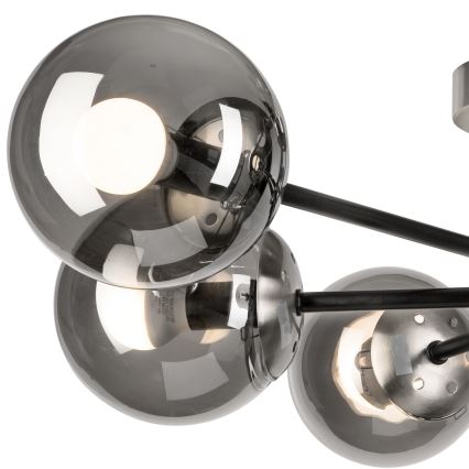 Bevestigde hanglamp MALENA 6xE14/5W/230V mat chroom/gerookt
