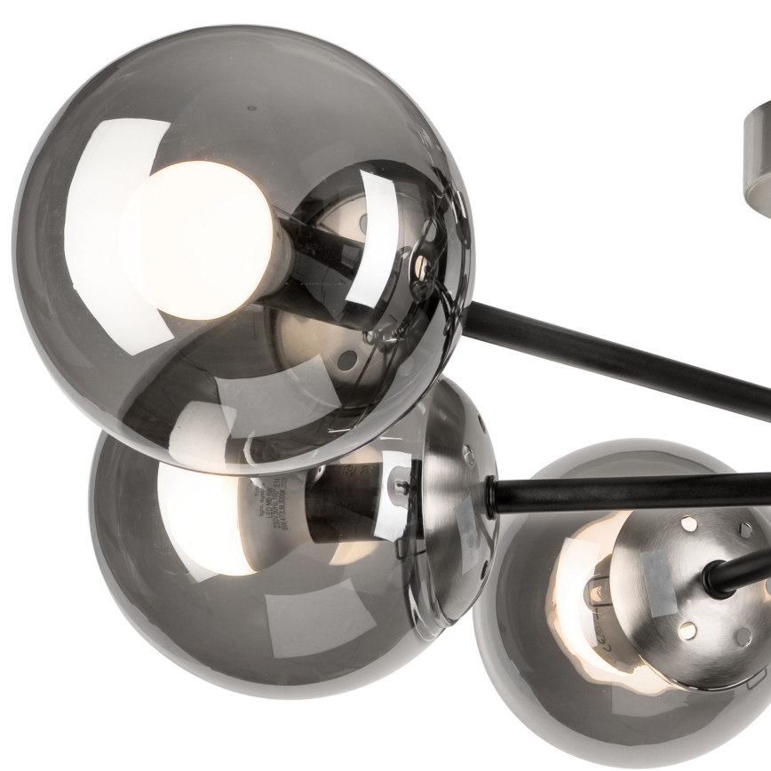 Bevestigde hanglamp MALENA 6xE14/5W/230V mat chroom/gerookt