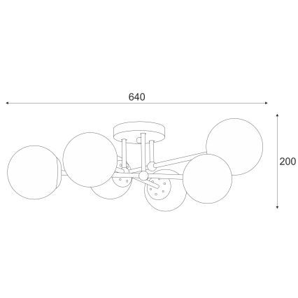 Bevestigde hanglamp MALENA 6xE14/5W/230V mat chroom/gerookt