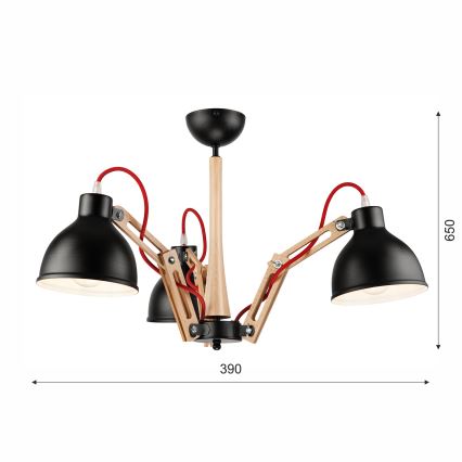 Bevestigde hanglamp MARCELLO 3xE27/60W/230V - FSC gecertificeerd