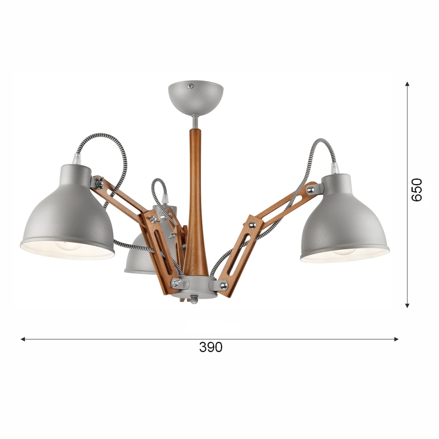 Bevestigde hanglamp MARCELLO 3xE27/60W/230V beuken - FSC gecertificeerd