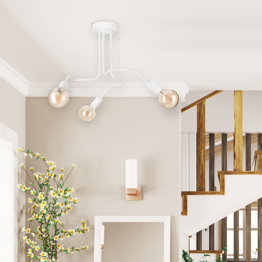 Bevestigde hanglamp MATYLDA 3xE27/60W/230V wit