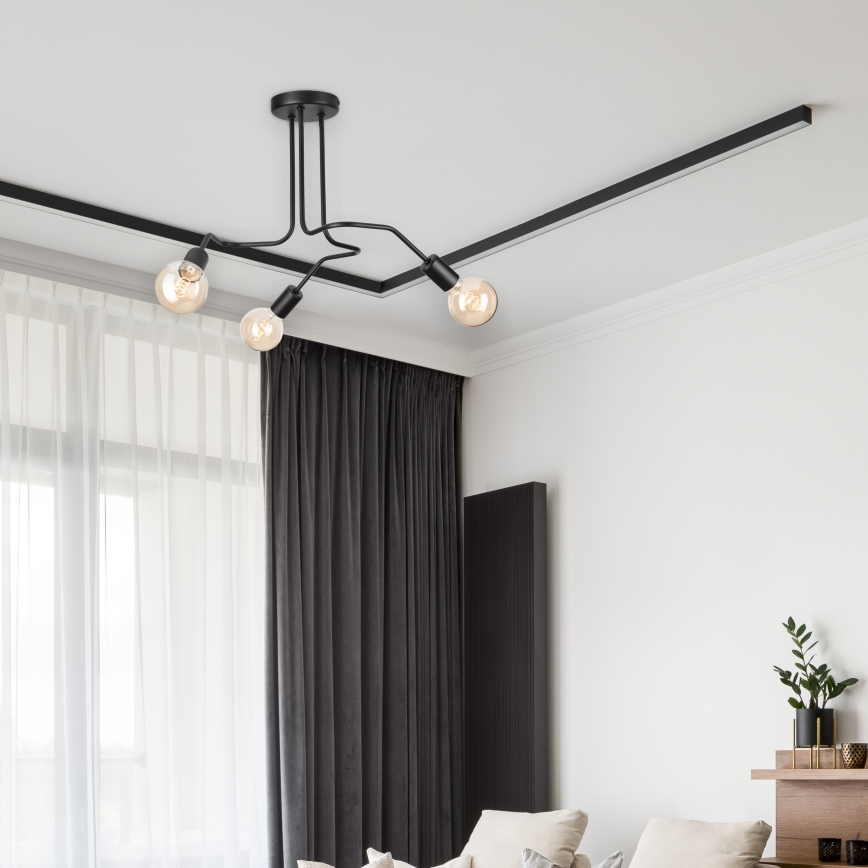 Bevestigde hanglamp MATYLDA 3xE27/60W/230V zwart