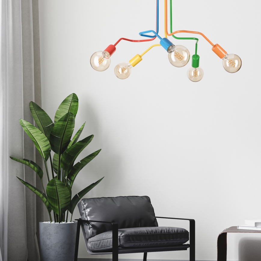 Bevestigde hanglamp MATYLDA 5xE27/60W/230V kleurrijk