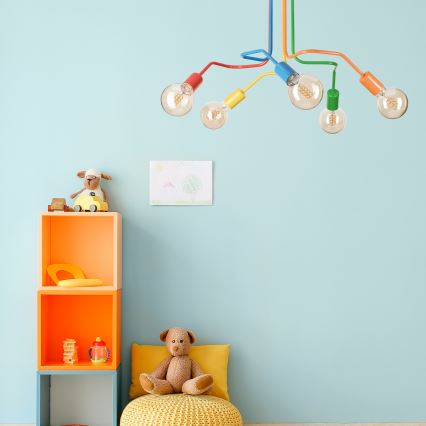 Bevestigde hanglamp MATYLDA 5xE27/60W/230V kleurrijk