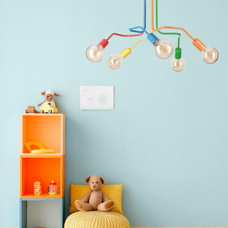 Bevestigde hanglamp MATYLDA 5xE27/60W/230V kleurrijk
