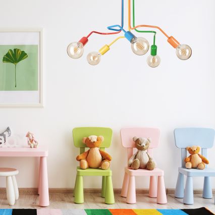 Bevestigde hanglamp MATYLDA 5xE27/60W/230V kleurrijk