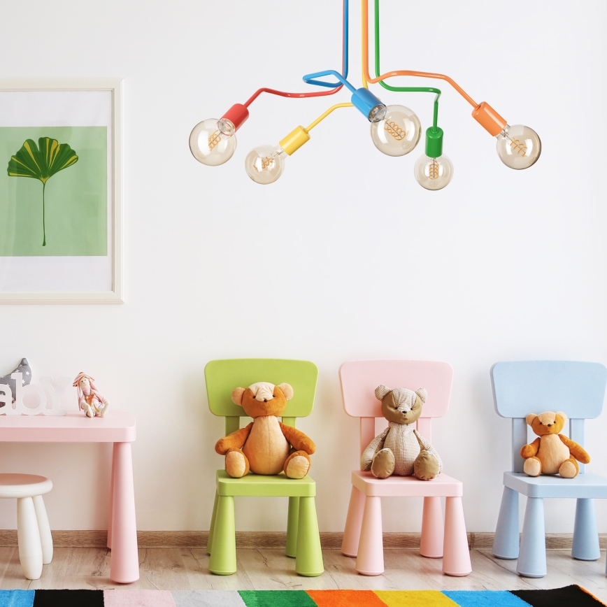 Bevestigde hanglamp MATYLDA 5xE27/60W/230V kleurrijk