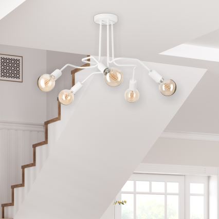 Bevestigde hanglamp MATYLDA 5xE27/60W/230V wit