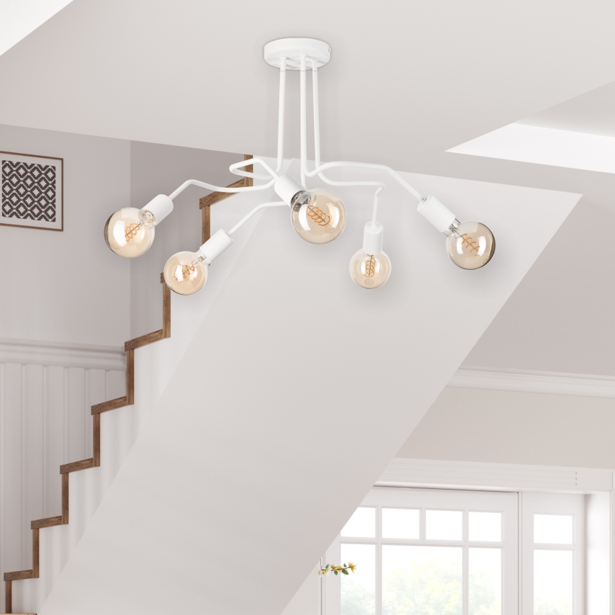Bevestigde hanglamp MATYLDA 5xE27/60W/230V wit