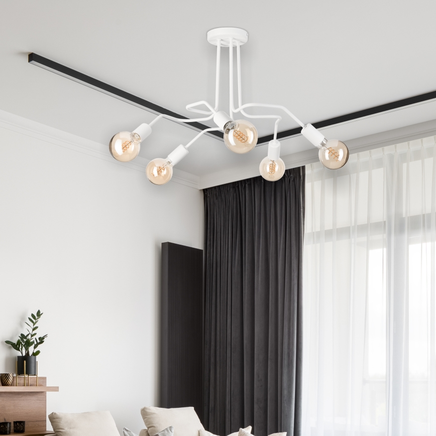 Bevestigde hanglamp MATYLDA 5xE27/60W/230V wit