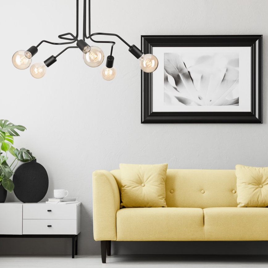 Bevestigde hanglamp MATYLDA 5xE27/60W/230V zwart
