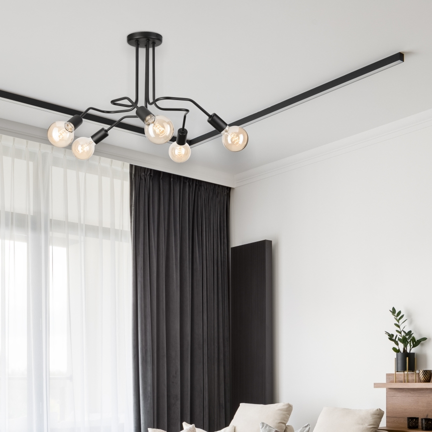 Bevestigde hanglamp MATYLDA 5xE27/60W/230V zwart