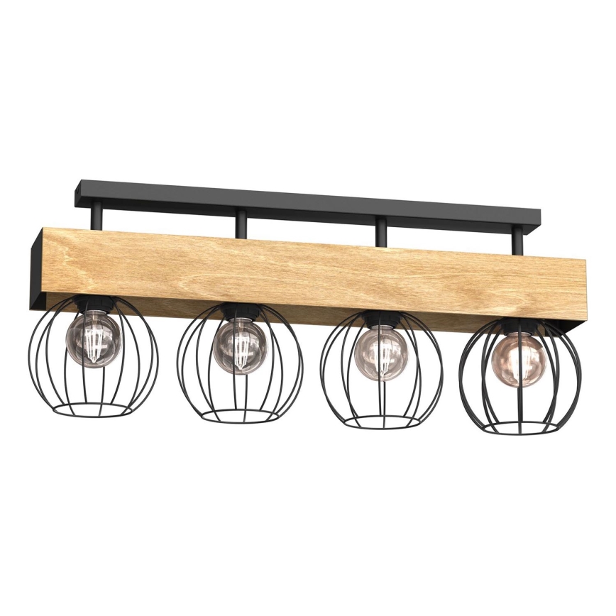 Bevestigde hanglamp MENTON 4xE27/15W/230V zwart/bruin/eiken
