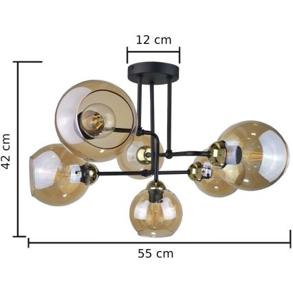 Bevestigde hanglamp MONDE GOLD 6xE27/60W/230V