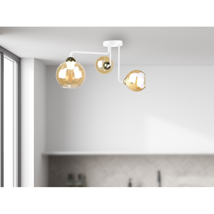 Bevestigde hanglamp MONDE WHITE 3xE27/60W/230V