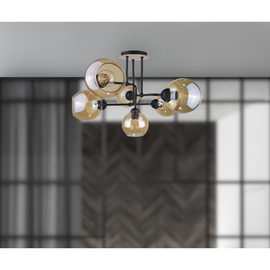 Bevestigde hanglamp MONDE WOOD 6xE27/60W/230V