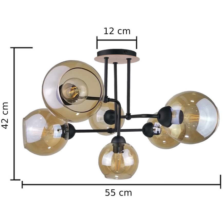 Bevestigde hanglamp MONDE WOOD 6xE27/60W/230V