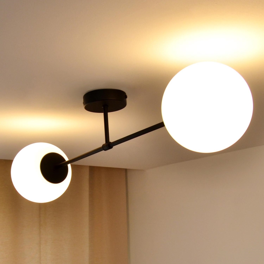 Bevestigde hanglamp MOON 2xE27/15W/230V zwart