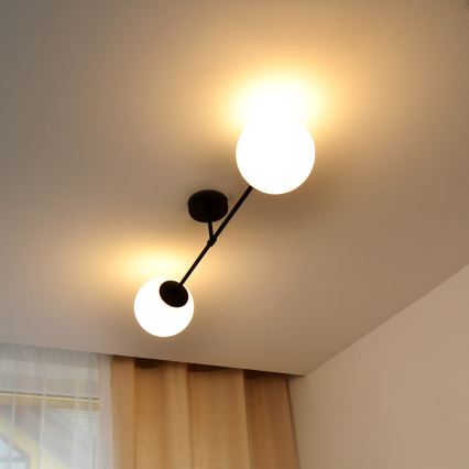 Bevestigde hanglamp MOON 2xE27/15W/230V zwart