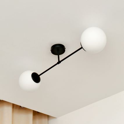 Bevestigde hanglamp MOON 2xE27/15W/230V zwart