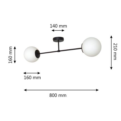 Bevestigde hanglamp MOON 2xE27/15W/230V zwart