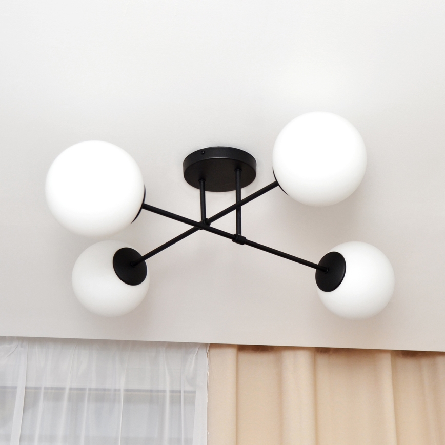 Bevestigde hanglamp MOON 4xE27/15W/230V zwart