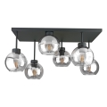 Bevestigde hanglamp NESSA 6xE27/60W/230V zwart/doorzichtig