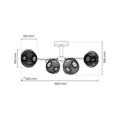 Bevestigde hanglamp OAKLAND 4xE27/60W/230V
