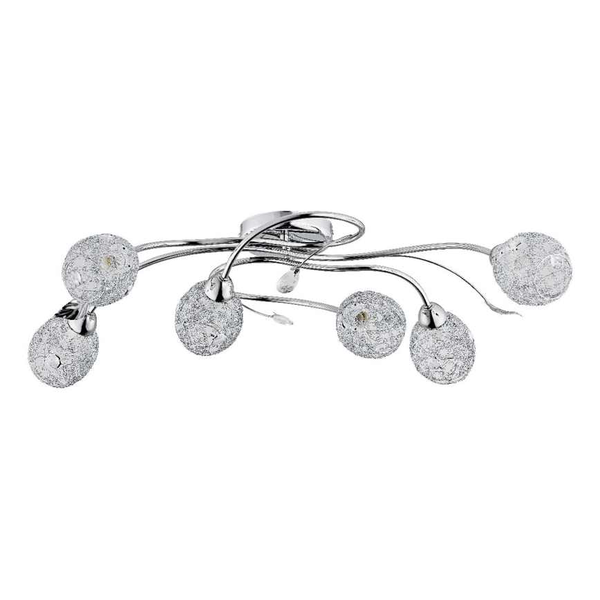 Bevestigde hanglamp ORLEAN 6xE14/10W/230V glanzend chroom