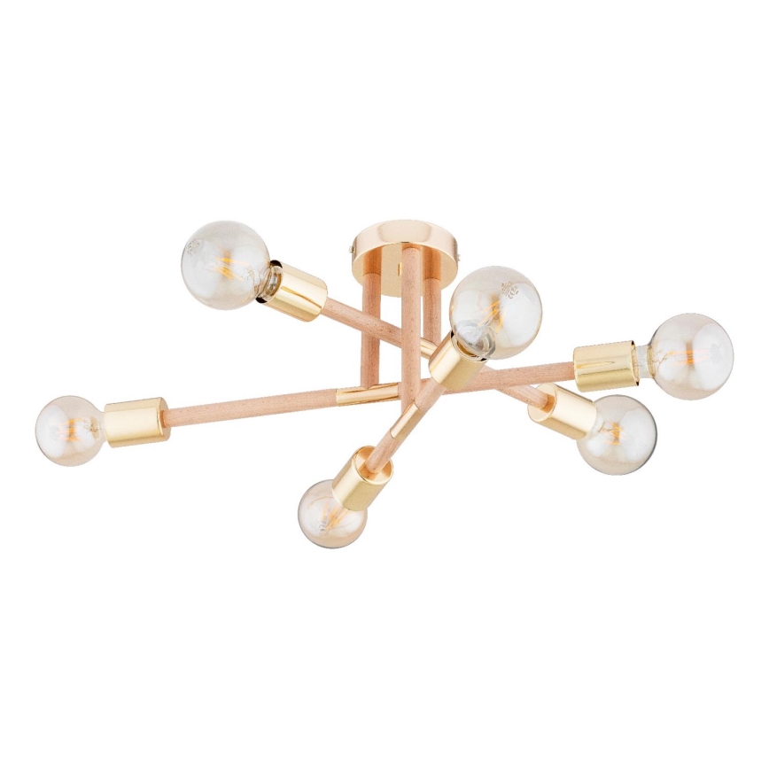 Bevestigde hanglamp OTELLO 6xE27/15W/230V goud/beige
