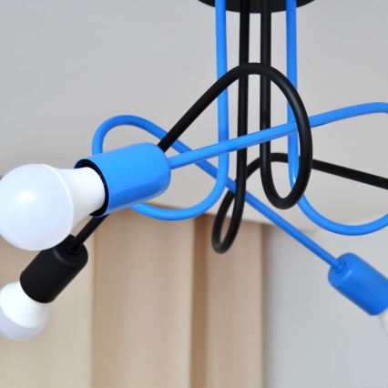 Bevestigde hanglamp OXFORD 4xE27/15W/230V zwart/blauw