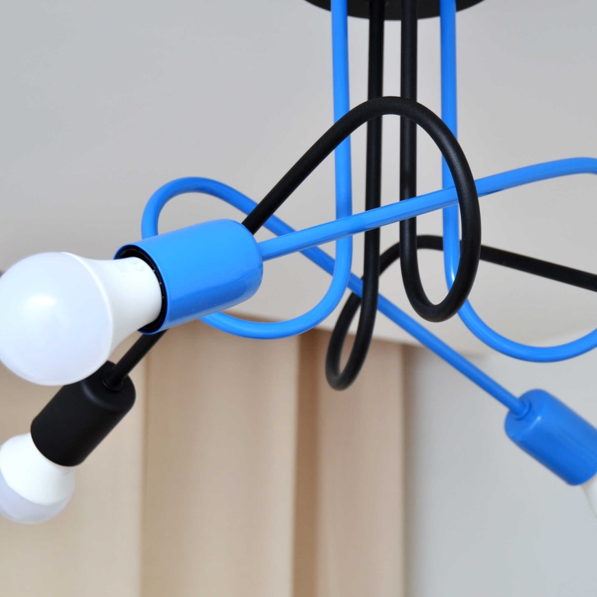 Bevestigde hanglamp OXFORD 4xE27/15W/230V zwart/blauw