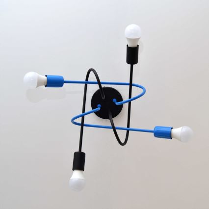 Bevestigde hanglamp OXFORD 4xE27/15W/230V zwart/blauw