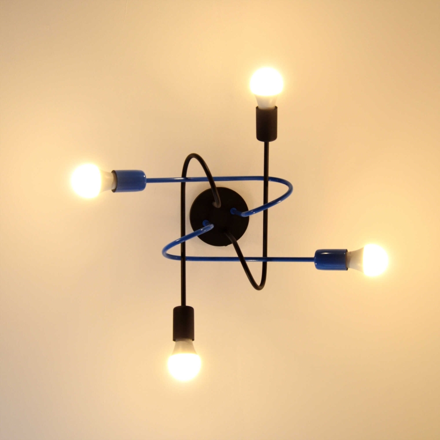 Bevestigde hanglamp OXFORD 4xE27/15W/230V zwart/blauw